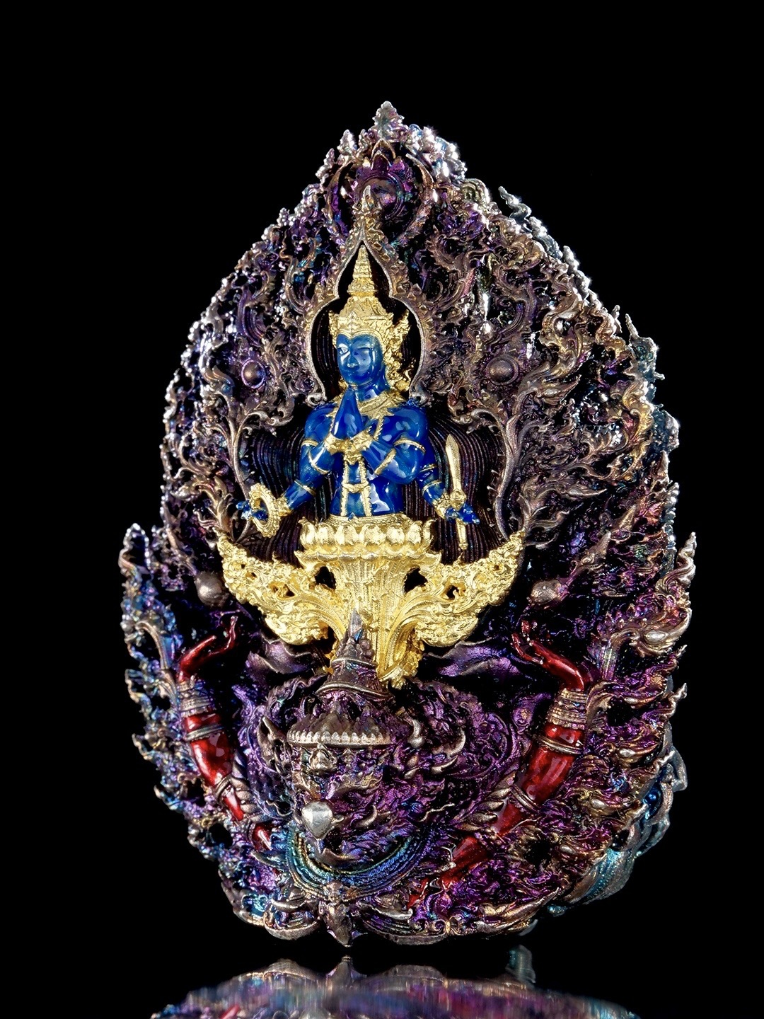 พระพุทธชัยมงคลพัฒน์บารมี เจริญลาภชนะมาร รายการศูนย์จอง เนื้อสัมฤทธิ์ชุบรุ้ง องค์พระชุบทองลงยา