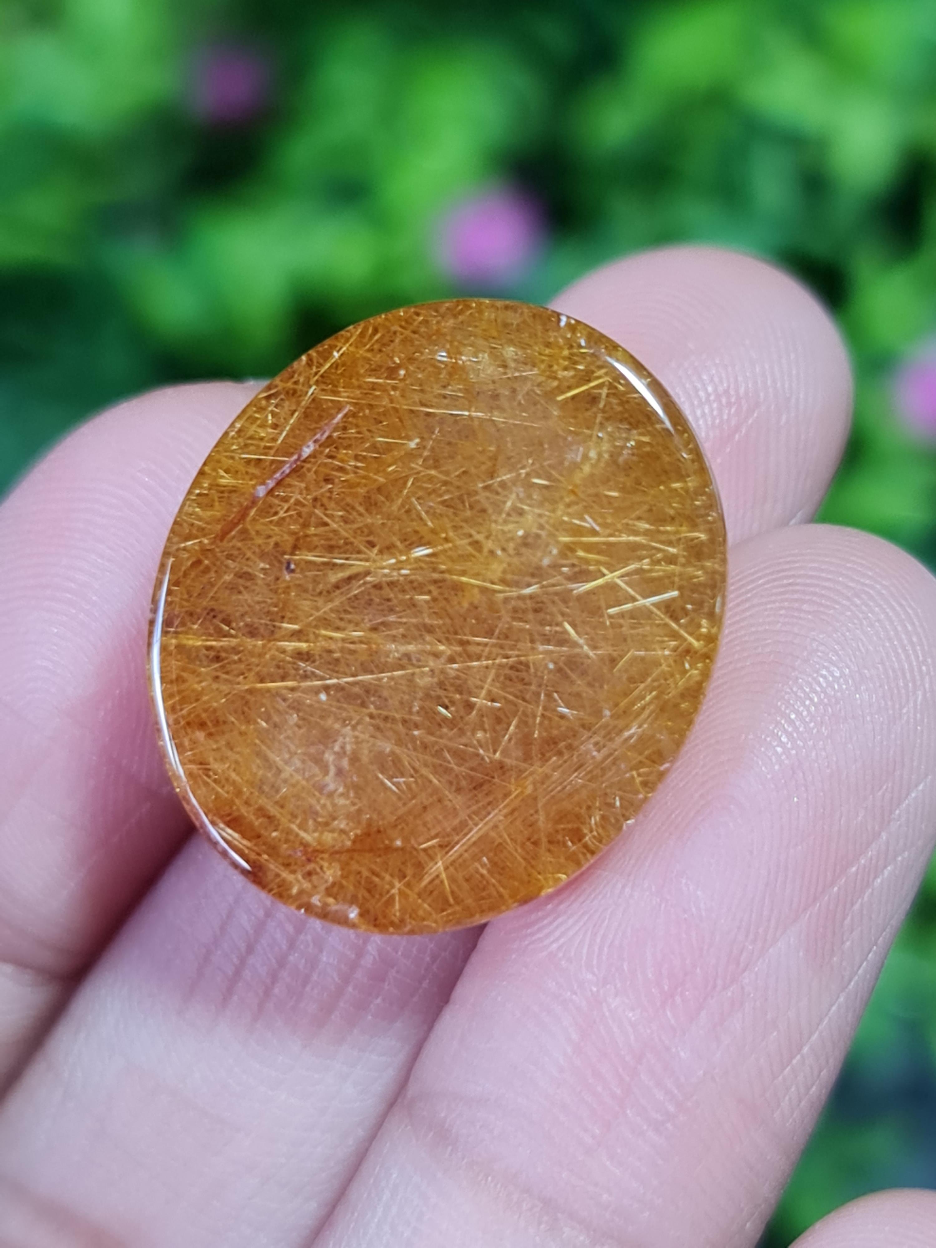 ไหมทอง ควอตซ์ Golden Rutilated Quartz 38.05 กะรัต Cts.พลอยแท้ อัญมณีมงคลประจําวันเกิด เครื่องประดับพลอย