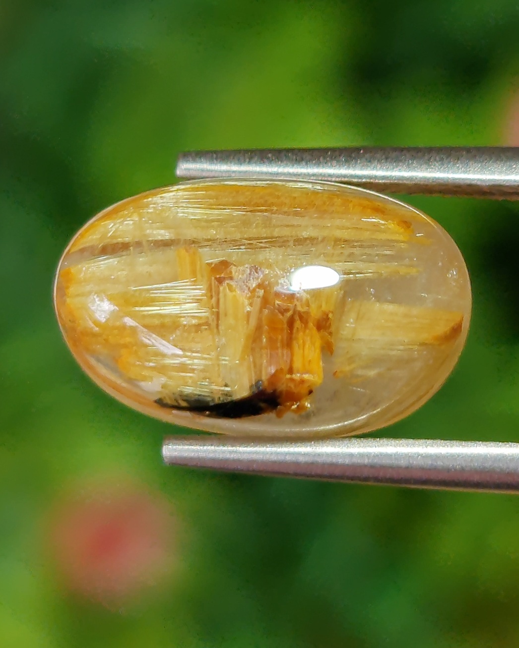 ไหมทอง ควอตซ์ Golden Rutilated Quartz 6.38 กะรัต Cts.พลอยแท้ อัญมณีมงคลประจําวันเกิด เครื่องประดับพลอย