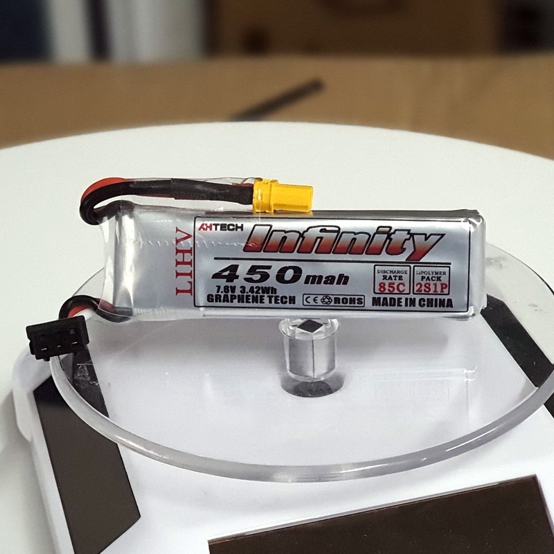 แบต LiHv 2S 7.6V 450mAh 85C ขั้ว XT30 สำหรับโดรนจิ๋ว