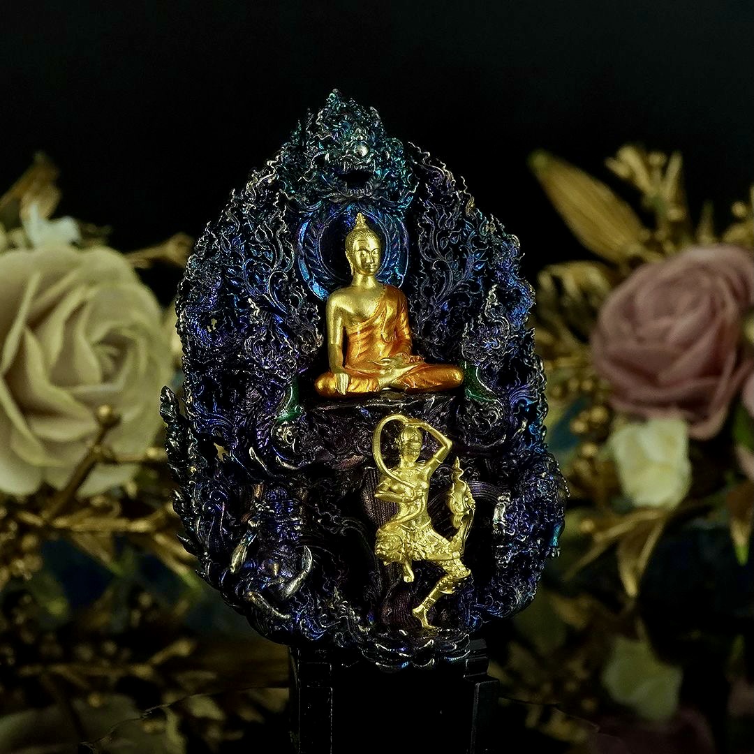 พระพุทธชัยมงคลพัฒน์บารมี เจริญลาภชนะมาร รายการศูนย์จอง เนื้อสัมฤทธิ์ชุบรุ้ง องค์พระชุบทองลงยา