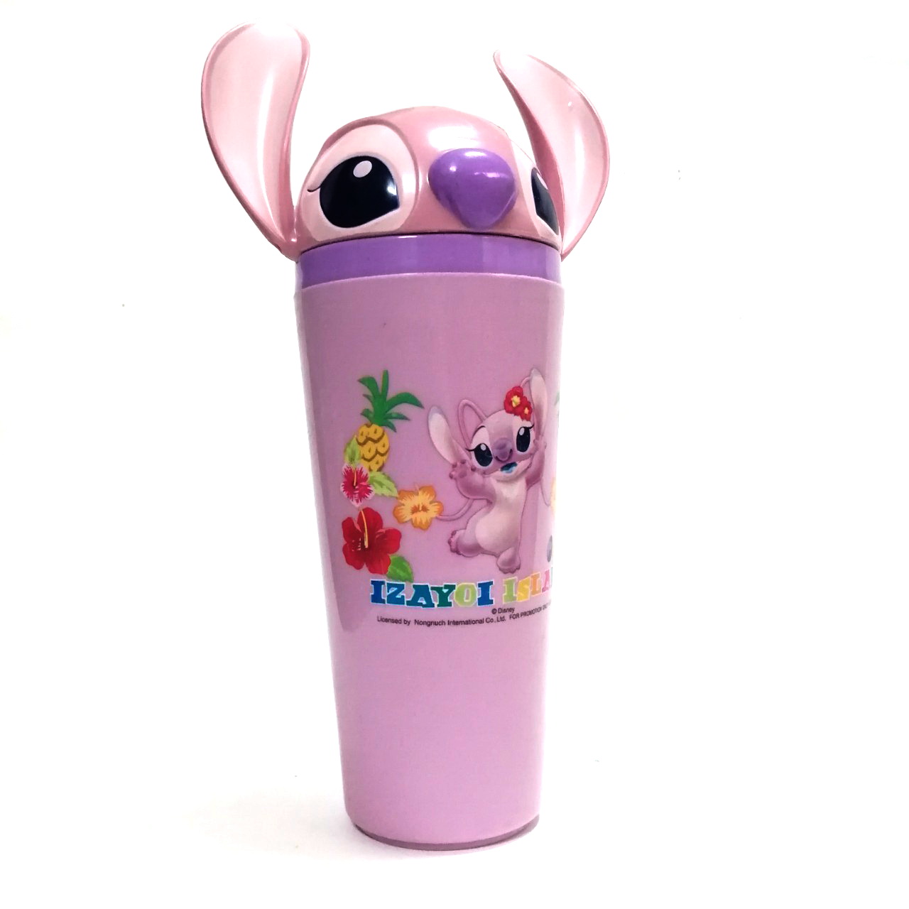 ของสะสมสติ๊ชสีม่วง เป็นฝาแก้วน้ำพลาสติกสีม่วง ลายสติซ จาก ลีโลแอนด์สติ๊ช Lelo and Stich งานสะสมเก่าจากเซเว่นอีเลฟเว่น