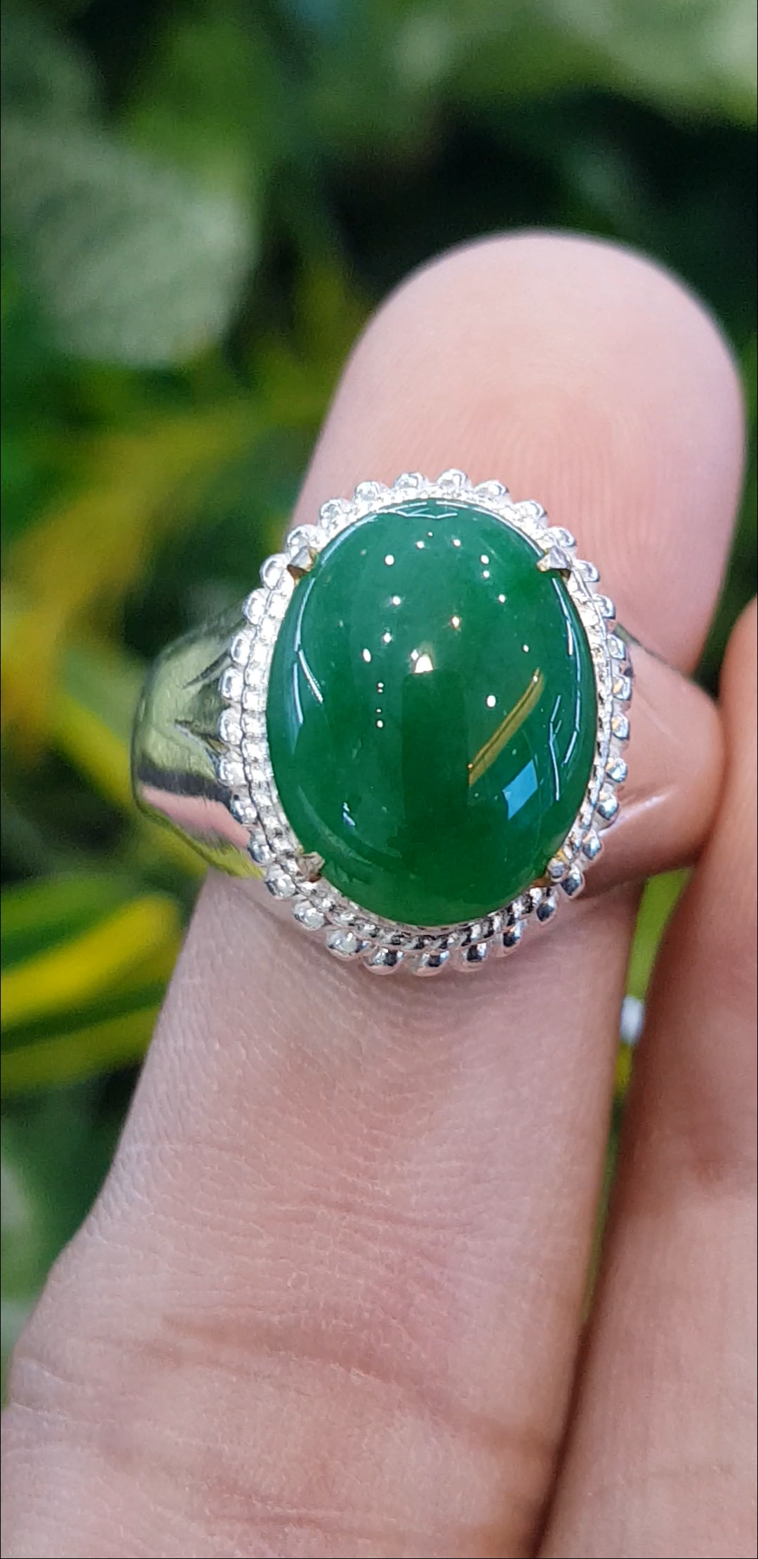 หยก พม่า แท้ Jade แหวนหยก 翡翠戒指 (Jadeite ring) 4.21 กะรัต (Cts.) ดิบ Size 62 ไม่ผ่านการปรับปรุง (Type A) พม่า (Myanmar)
