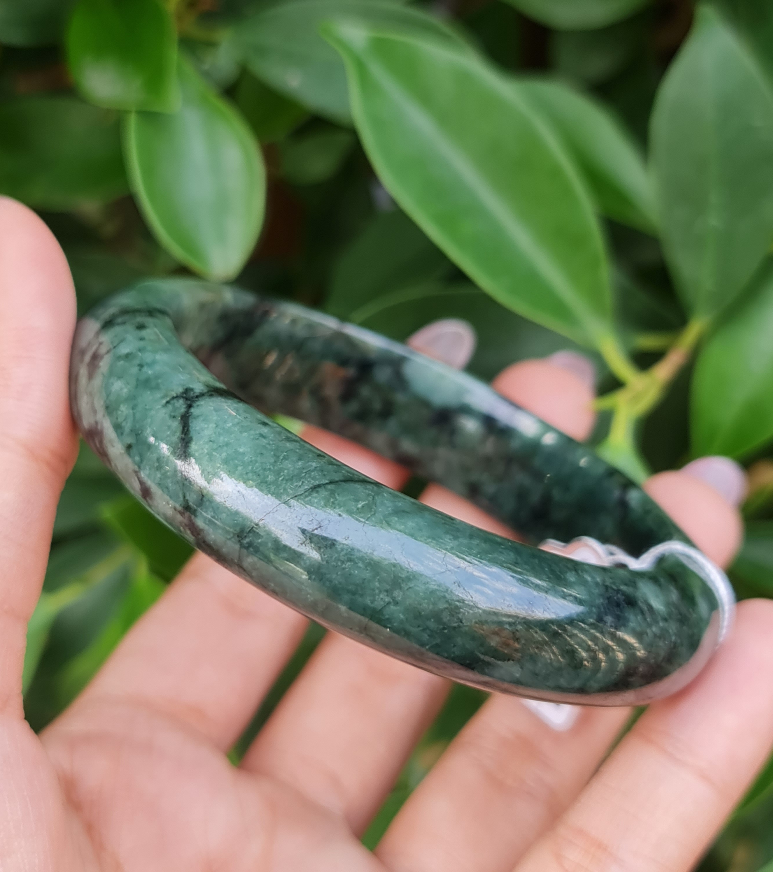 JB6804009 หยก พม่า แท้ Jade กำไลหยก 59.9 มม. (Jadeite bracelet) พม่า (Myanmar)