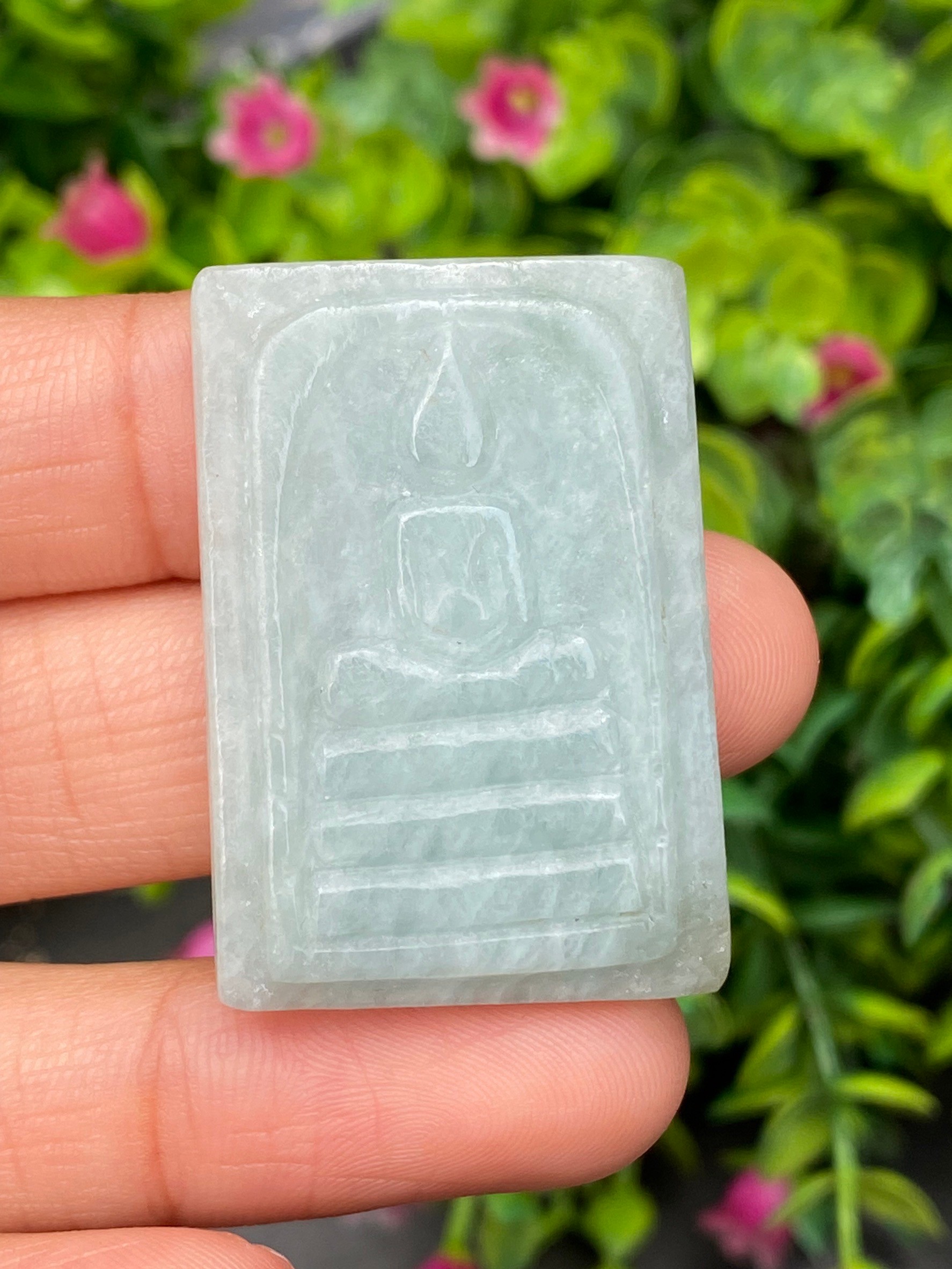 หยก แกะสลัก รูป พระ (Burmese jadeite) 78.11 กะรัต (cts.) หยก พม่า แท้