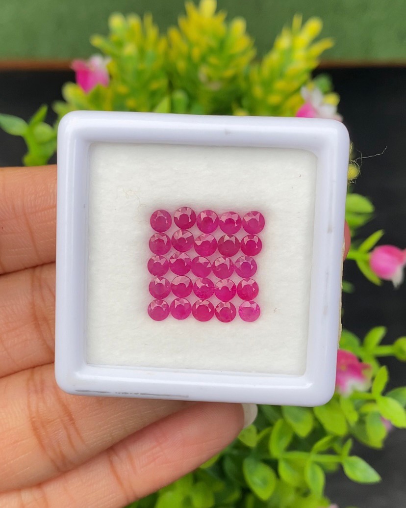พลอย ทับทิม พม่า (Burmese Ruby Sapphire) 25 เม็ด 5.57 กะรัต พลอยแท้ อัญมณีมงคลประจําวันเกิด เครื่องประดับพลอย