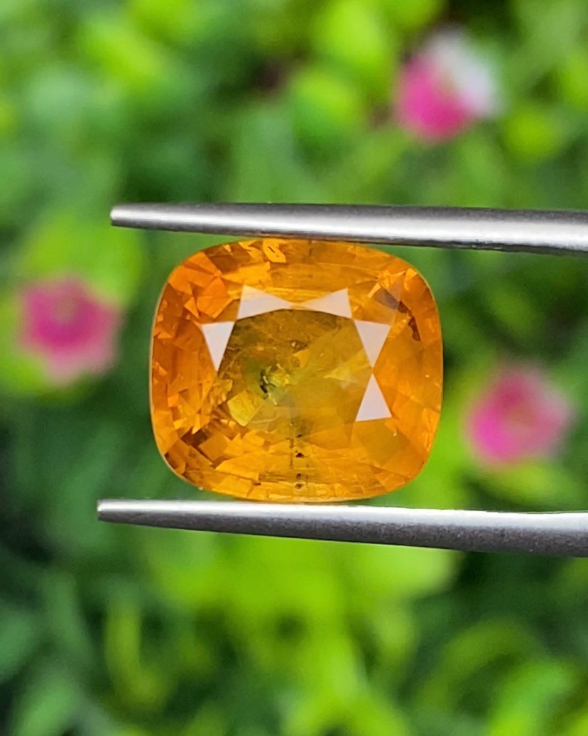 พลอย บุษราคัม Yellow Sapphire 6.13 กะรัต (Cts.) พลอยแท้ อัญมณีมงคลประจําวันเกิด เครื่องประดับพลอย