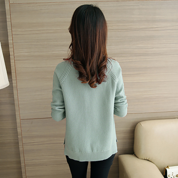 เสื้อสเวตเตอร์ไหมพรม แขนยาว ผ้านิ่มถักลาย (12085B)