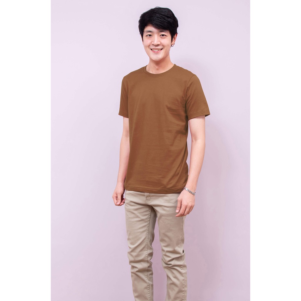 เสื้อยืด OV101 คอกลม ผ้าCotton100% 32 เนื้อนุ่ม ใส่สบาย สีเอสเปรสโซ