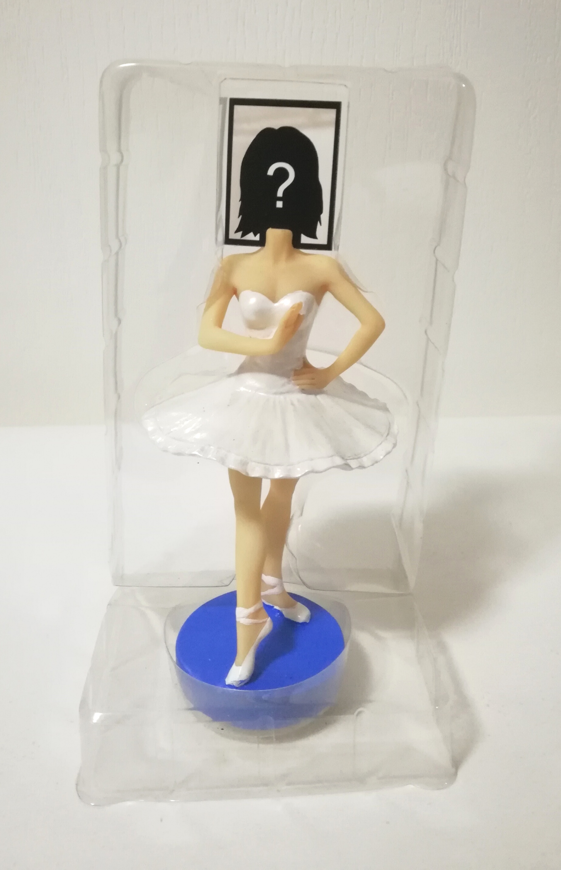 กรอบรูป photo frame รูปสาวน้อยเต้นบัลเล่ต์ ชุดสีขาว บนฐานสึฟ้า ชิ้นงานเรซื่น ใส่ภาพ เฉพาะศรีษะ ตามภาพ สูงประมาณ 15 ซม.