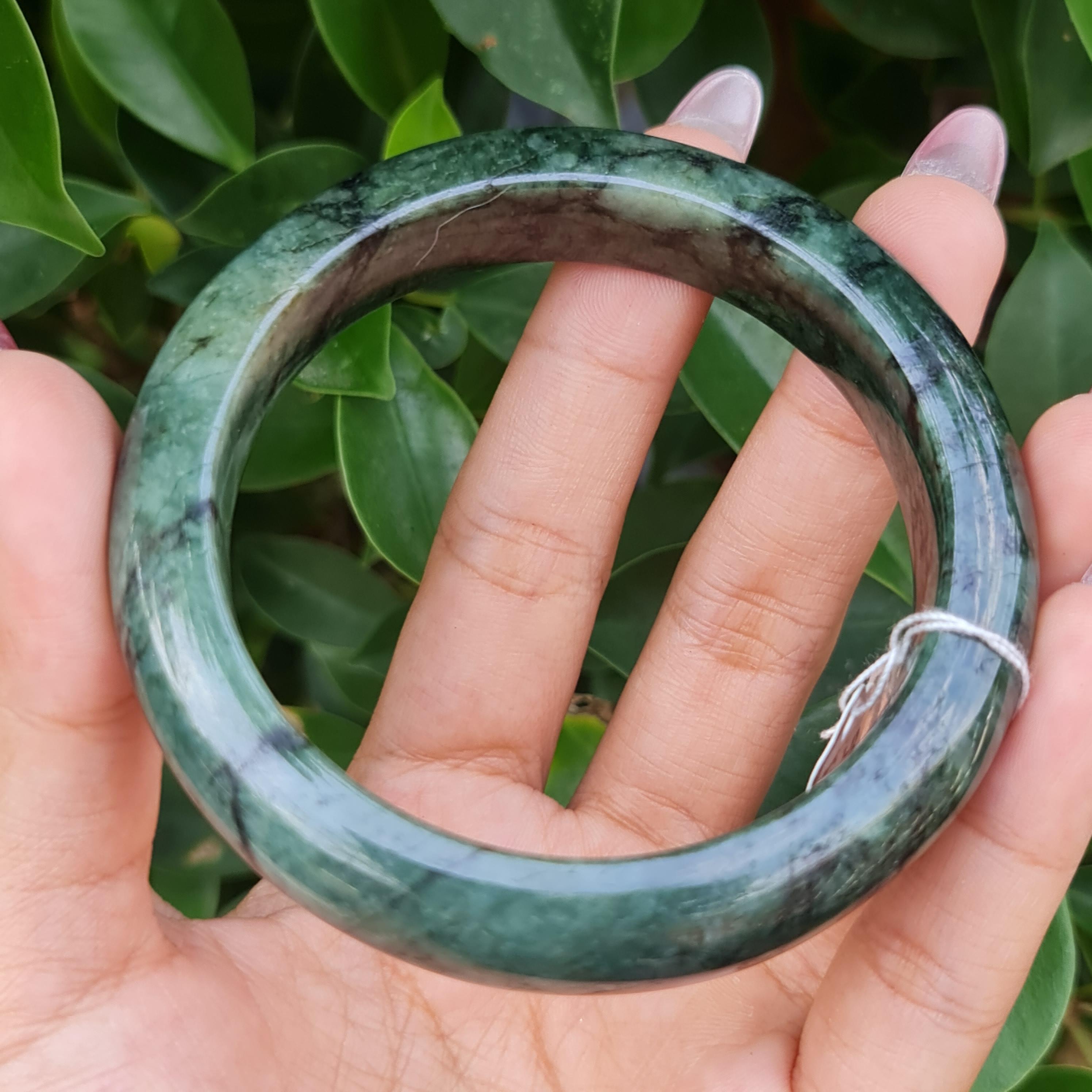 JB6804009 หยก พม่า แท้ Jade กำไลหยก 59.9 มม. (Jadeite bracelet) พม่า (Myanmar)