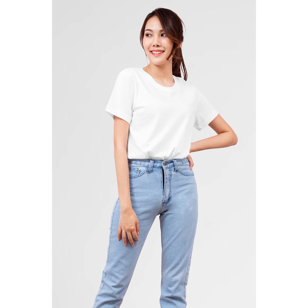 Noproblem Noproblem ยอดขาย No.1 รับประกัน ไม่ย้วย ไม่ยืด ผ้านุ่ม เสื้อยืด สีพื้น เสื้อยืดคอกลม สีขาว