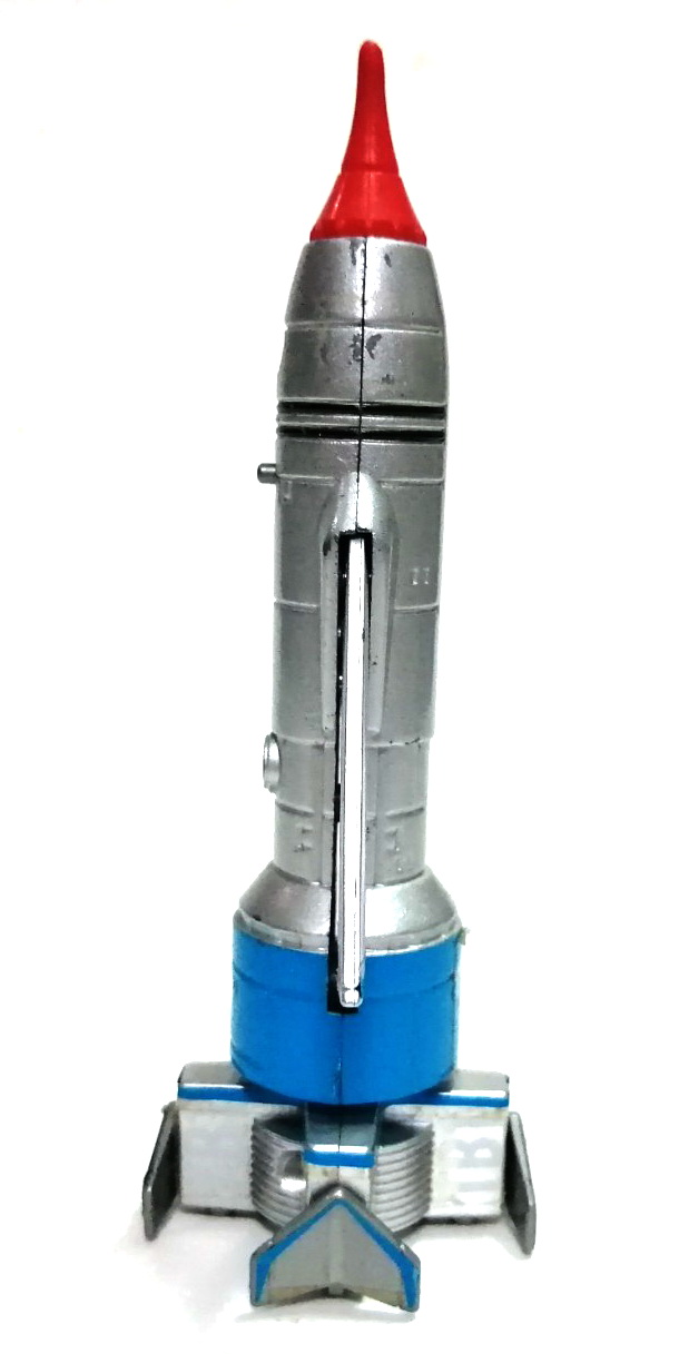 จรวดธันเดอร์เบิร์ด1 (วิหคสายฟ้า 1) ยานธันเดอร์เบิร์ด1 Thunderbird1 วัสดุเหล็กผสมพลาสติก ทำสีสำเร็จ ของ Bandai ปี 1997** กลไกขยับปีชำรุดเสื่อมตามเวลา สะสมสภาพดี เก่าเก็บ