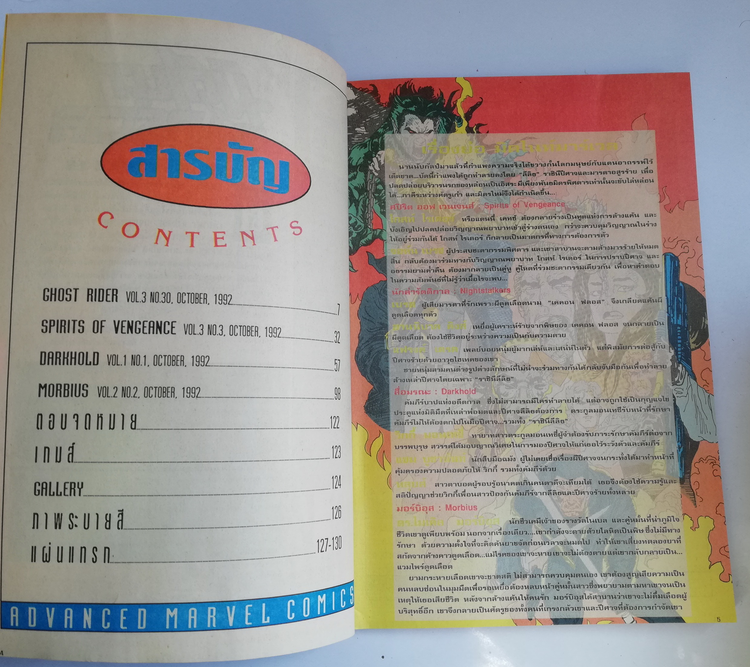 นิตยสารแนวการ์ตูนเก่า Marvel comics, ,มิดไนท์ มาร์เวล ฉบับ2 ปก Ghost Rider -กำเนิดสื่อมรณะ,DARKHOLD,GHOST RIDER, SPIRIT OF OF VERGEANCE,MORBIUS