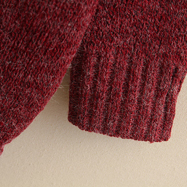 เสื้อไหมพรมตัวยาว ปักลายช้าง แต่งกระเป๋าคู่ (11655LM)