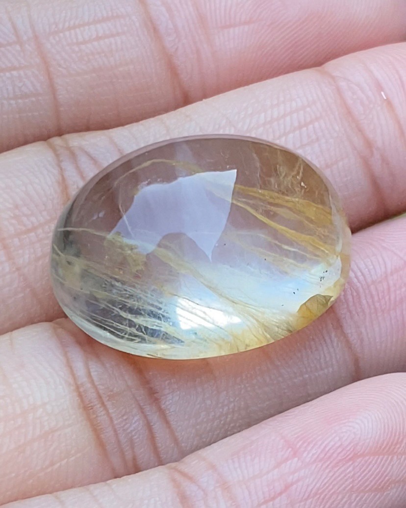 โป่งข่าม ควอตซ์ Rutilated Quartz 50.06 กะรัต Cts. พลอยแท้ อัญมณีมงคลประจําวันเกิด เครื่องประดับพลอย