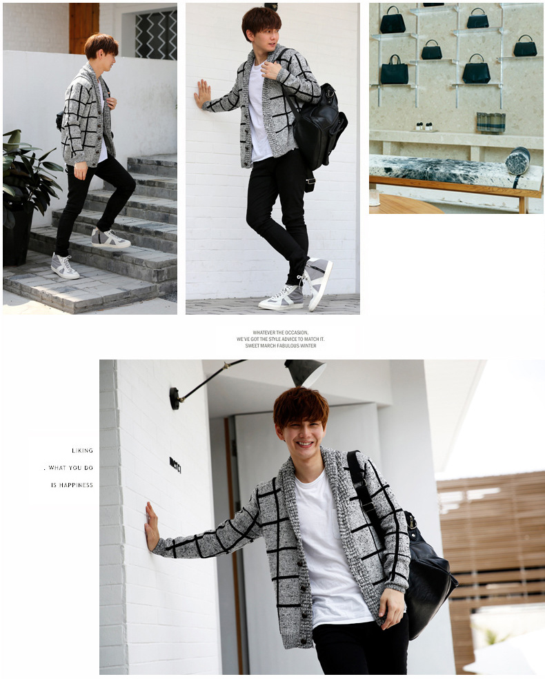 เสื้อคลุมไหมพรมกันหนาว ผ้านิ่มลายตาราง (10039MM)