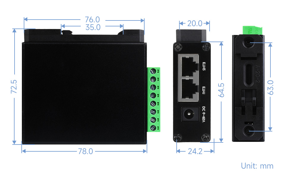 2-Ch RS485 to RJ45 Ethernet Serial Server