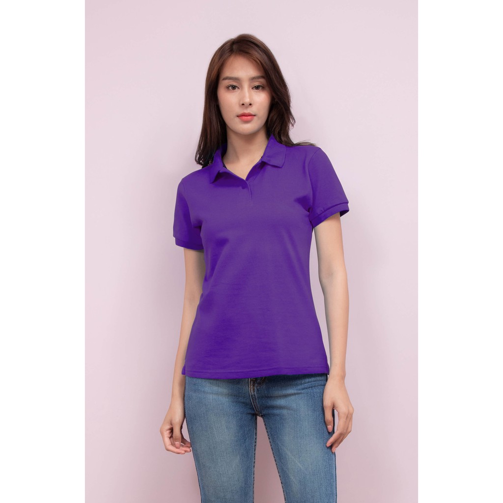 No Problem Noproblem ยอดขาย No.1 รับประกัน ไม่ย้วย ไม่ยืด ผ้านุ่ม เสื้อโปโล หญิง สีม่วงอาเมทิส