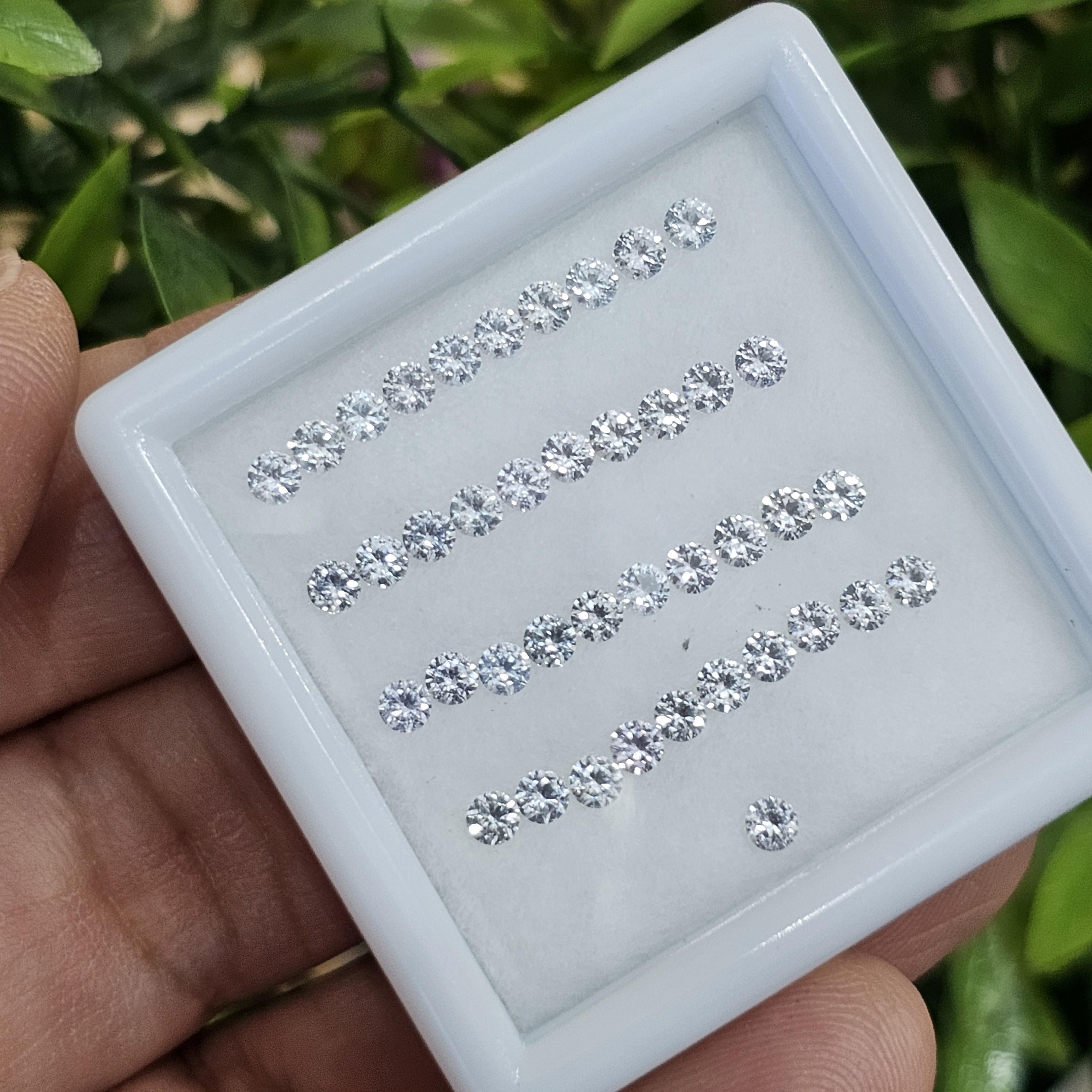 พลอย ขาว ไวท์ แซฟไฟร์ White Sapphire 41 เม็ด 3.05 กะรัต (Cts.)พลอยแท้ อัญมณีมงคลประจําวันเกิด เครื่องประดับพลอย