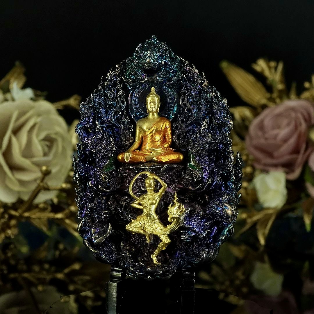 พระพุทธชัยมงคลพัฒน์บารมี เจริญลาภชนะมาร รายการศูนย์จอง เนื้อสัมฤทธิ์ชุบรุ้ง องค์พระชุบทองลงยา