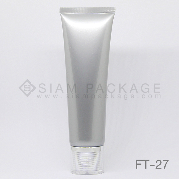 หลอดโฟมสีเงิน ฝาอะคริลิคสีเงิน หลอดครีม รหัส FT-27