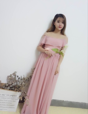 Pre-order ชุดเพื่อนเจ้าสาว สีชมพู Nude ผ้าชีฟอง เชือกผูกหลัง มีหลายแบบ