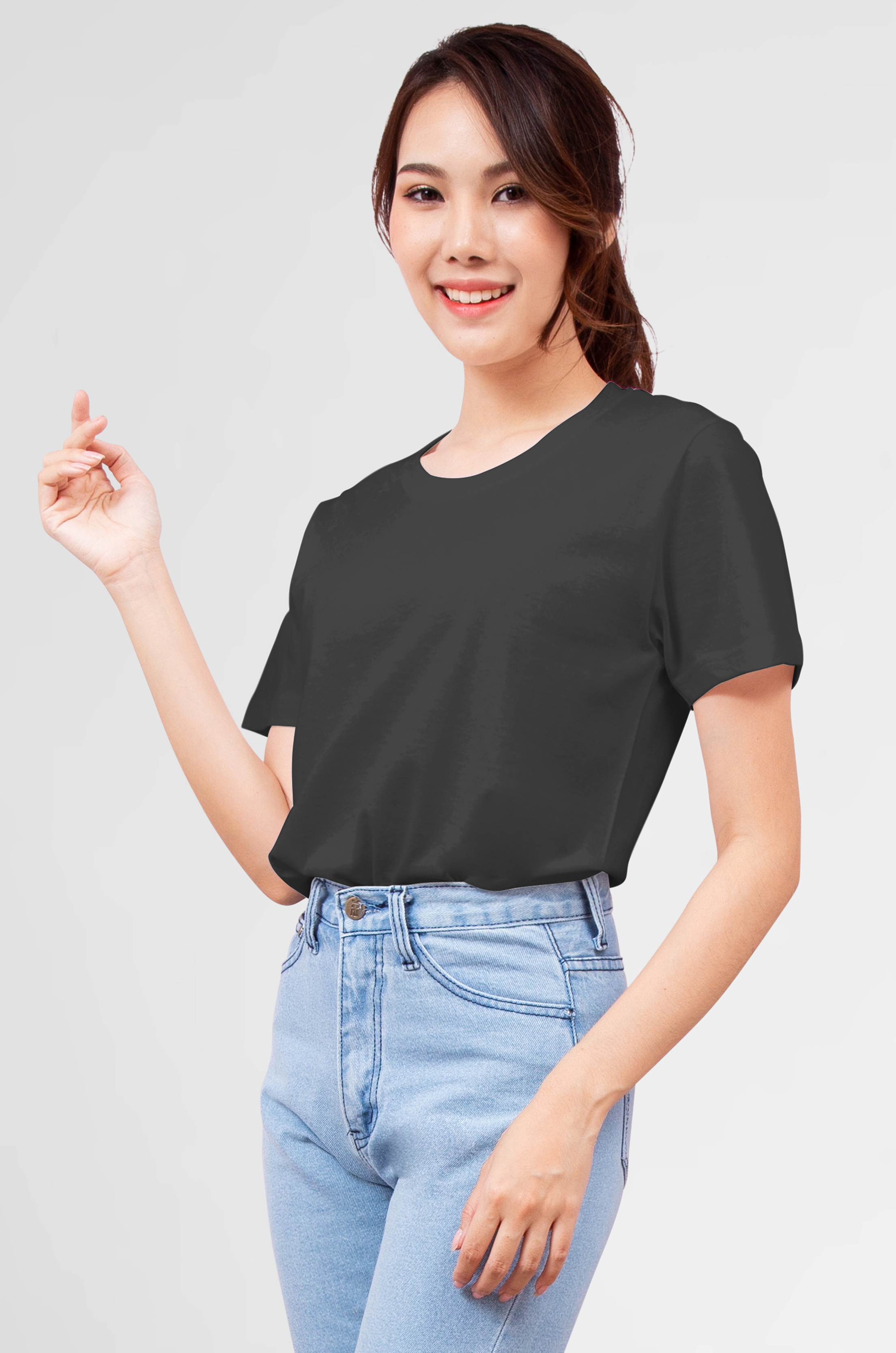 Noproblem Noproblem ยอดขาย No.1 รับประกัน ไม่ย้วย ไม่ยืด ผ้านุ่ม เสื้อยืด สีพื้น เสื้อยืดคอกลม สีเทาเข้ม