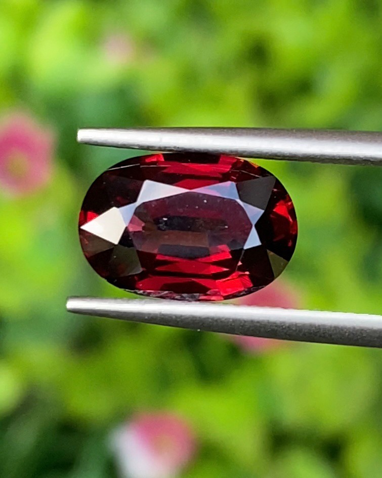 พลอย โรโดไลต์ กาเน็ท Rhodolite Garnet 3.00 กะรัต Cts.พลอยแท้ อัญมณีมงคลประจําวันเกิด เครื่องประดับพลอย