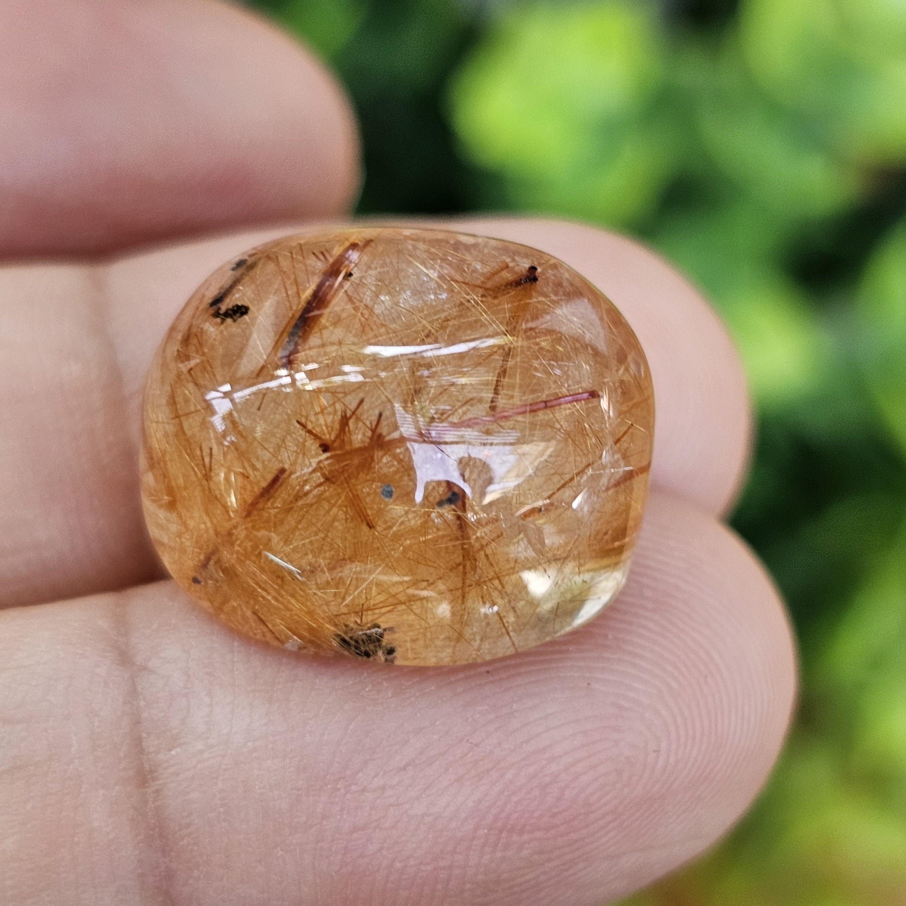 ไหมทอง ควอตซ์ Golden Rutilated Quartz 22.34 กะรัต Cts.พลอยแท้ อัญมณีมงคลประจําวันเกิด เครื่องประดับพลอย