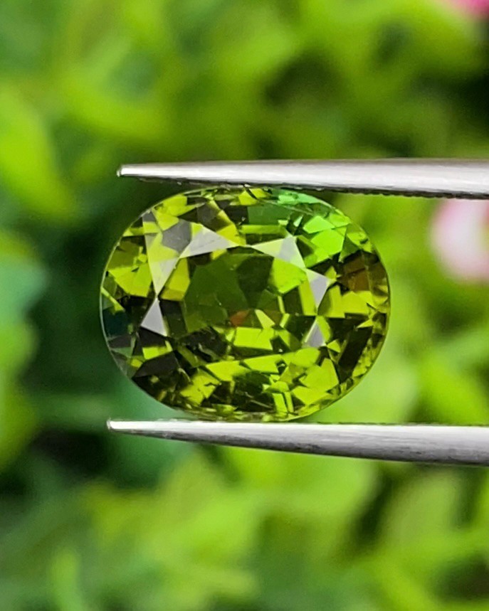 พลอย กรีน ทัวร์มารีน (Green Tourmaline) 5.04 กะรัต (Cts.) อัญมณีมงคลประจําวันเกิด เครื่องประดับพลอย