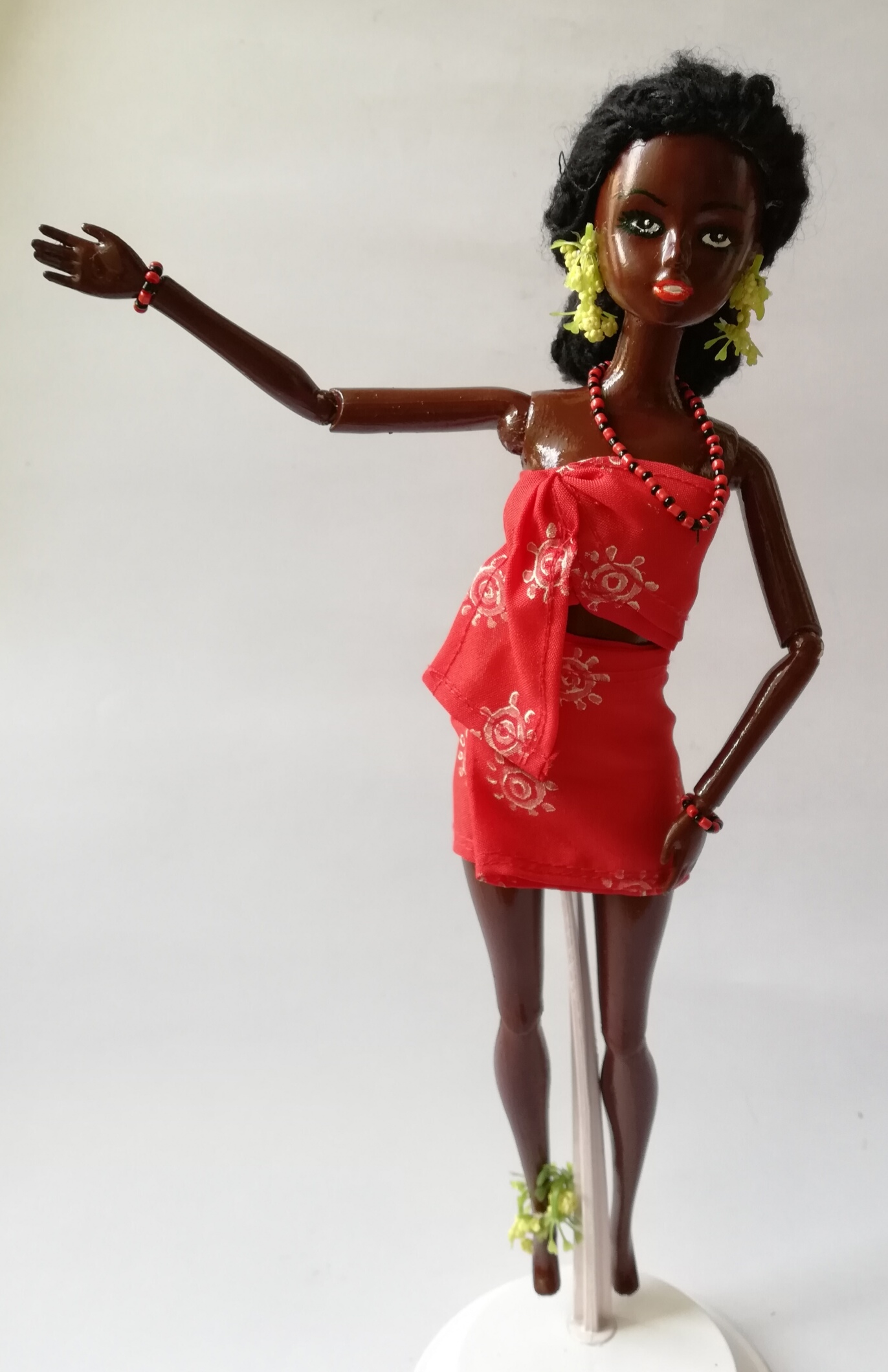 Very Special offer, The only 1 piece, handmade custom doll, 12" as an actress from the play "Ngoh Pa", she is "Ms. Lamhab", she woke up early, dress nicely, put a wooden comb on the head, wearing flower earing, neckace and bracela