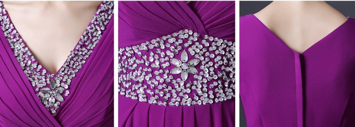 Pro-order ชุดราตรียาว แขน4ส่วน คอวีลึก จับจีบ ปักเลื่อม ซิปหลัง ไซส์ใหญ่ XS-4XL