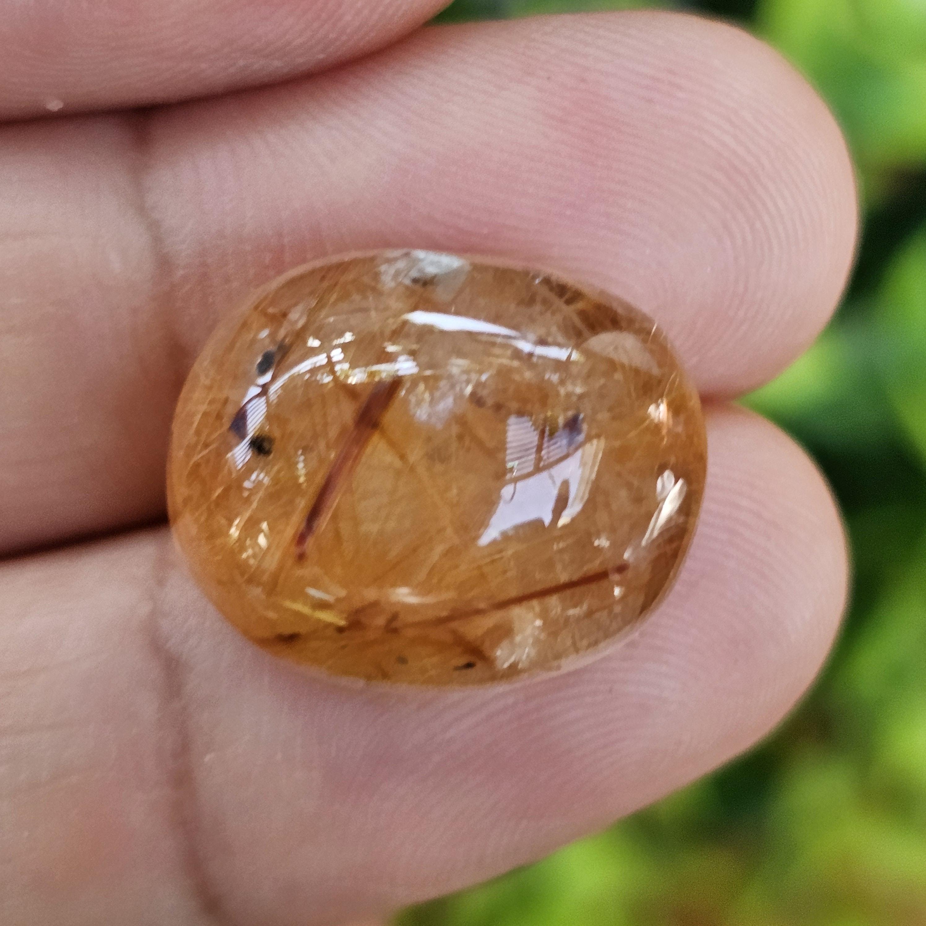 ไหมทอง ควอตซ์ Golden Rutilated Quartz 22.34 กะรัต Cts.พลอยแท้ อัญมณีมงคลประจําวันเกิด เครื่องประดับพลอย