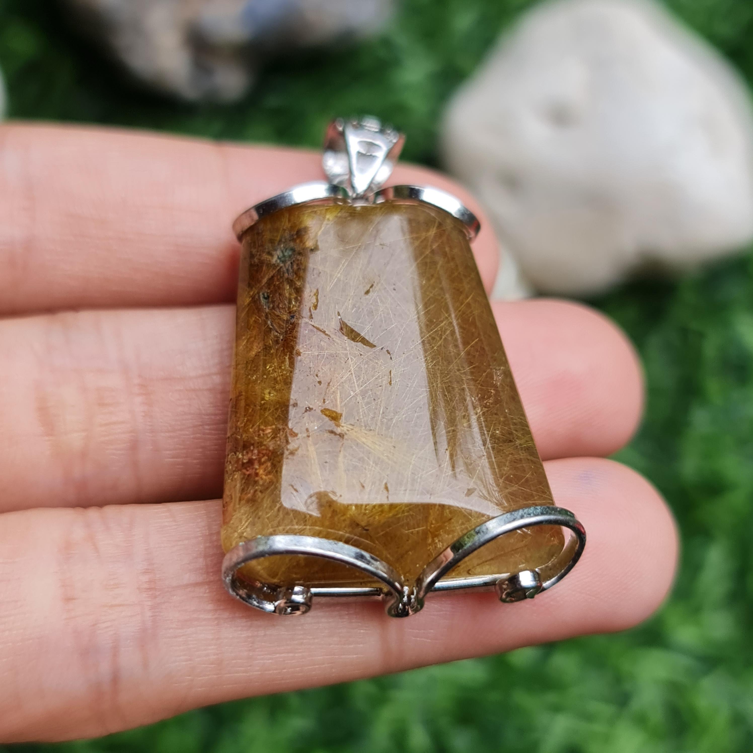 จี้ไหมทอง (Golden Rutilated Quartz) 78.42 กรัม g.พลอยแท้ อัญมณีมงคลประจําวันเกิด เครื่องประดับพลอย