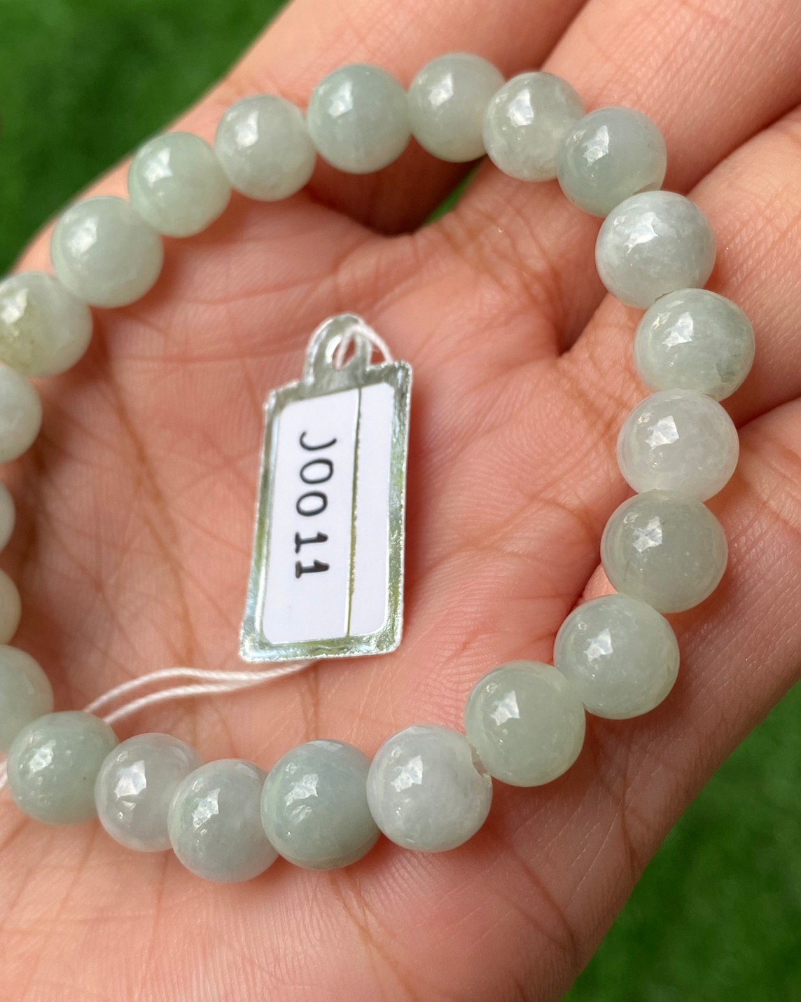 J0011 หยก พม่า แท้ Jade กำไล ประคำหยก (Jadeite Beads Bracelet) พม่า (Myanmar)
