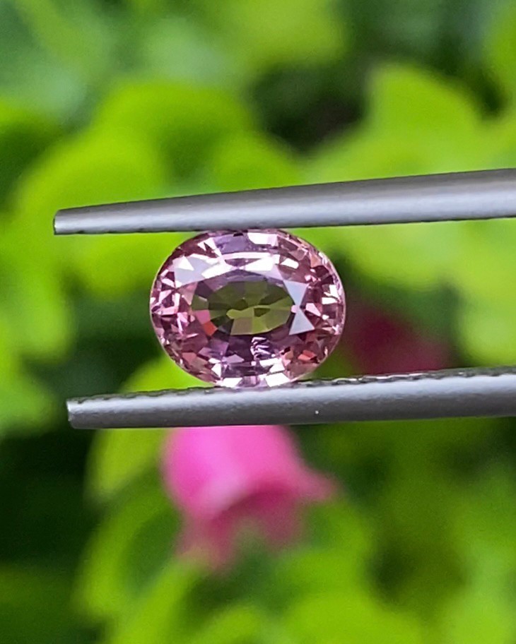 พลอย ชมพู ส้ม แซฟไฟร์ Orangy Pink Sapphire 0.81 กะรัต (Cts.) พลอยแท้ อัญมณีมงคลประจําวันเกิด เครื่องประดับพลอย