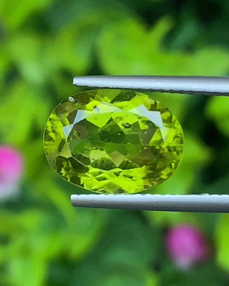 พลอย เพอริดอต Peridot 4.76 กะรัต (Cts.) พลอยแท้ อัญมณีมงคลประจําวันเกิด เครื่องประดับพลอย