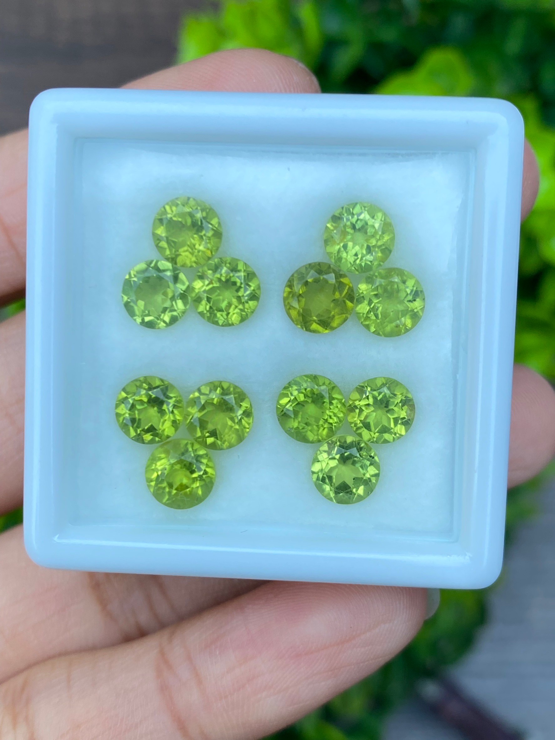 พลอย เพอริดอต Peridot 11.49 กะรัต (Cts.) 10 เม็ด (pcs.) พลอยแท้ อัญมณีมงคลประจําวันเกิด เครื่องประดับพลอย