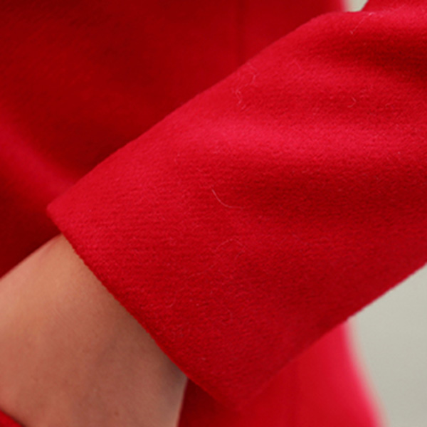 เสื้อโค้ทกันหนาวตัวยาว ผ้าวูลหนา แต่งกระเป๋าคู่ (12201X)