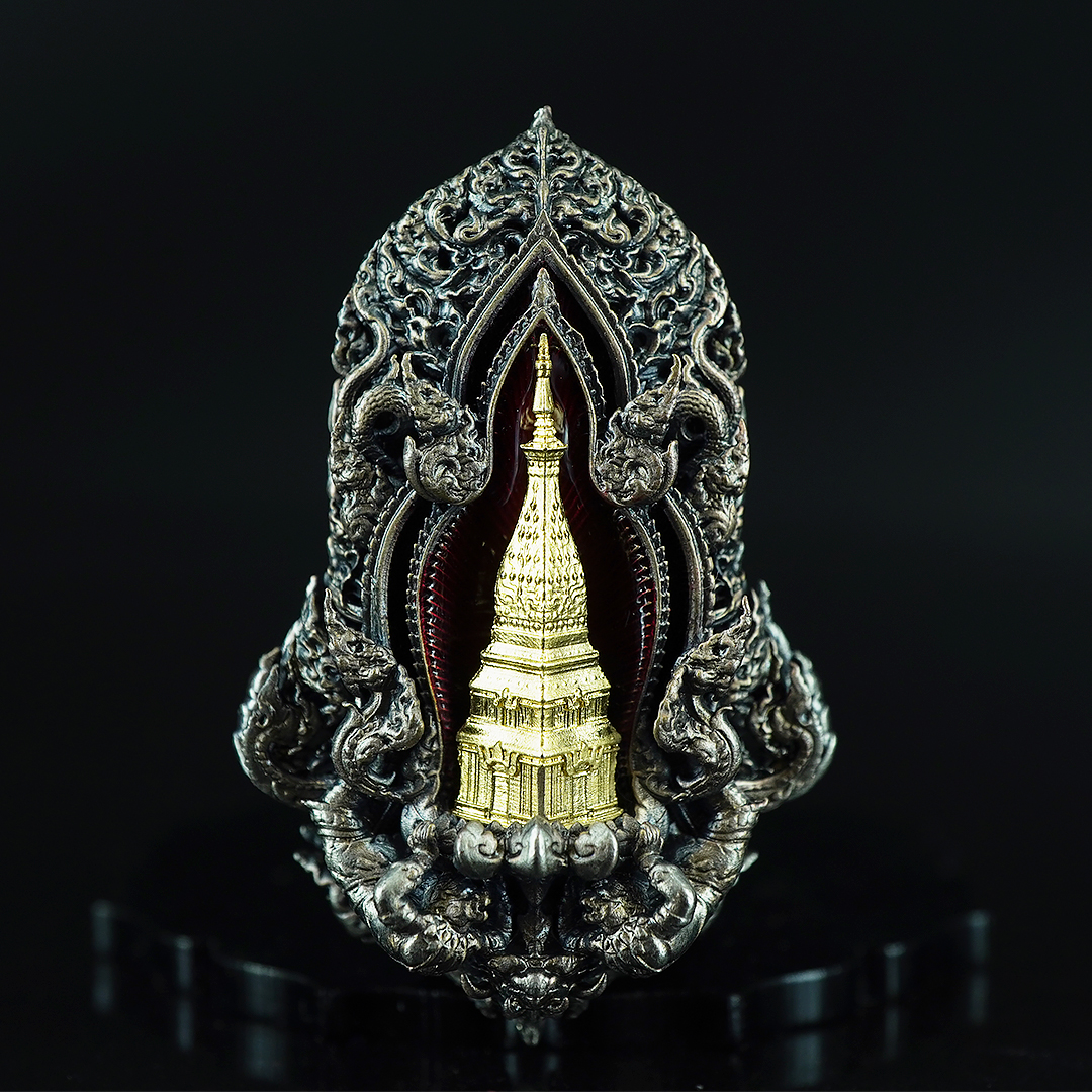 เหรียญท้าวเวสสุวรรณทรงดอกจำปี เวสสุวรรณอุรังคพิทักษ์ รายการศูนย์จอง เนื้อบรอนซ์เงินซาตินลงยา องค์พระชุบทอง