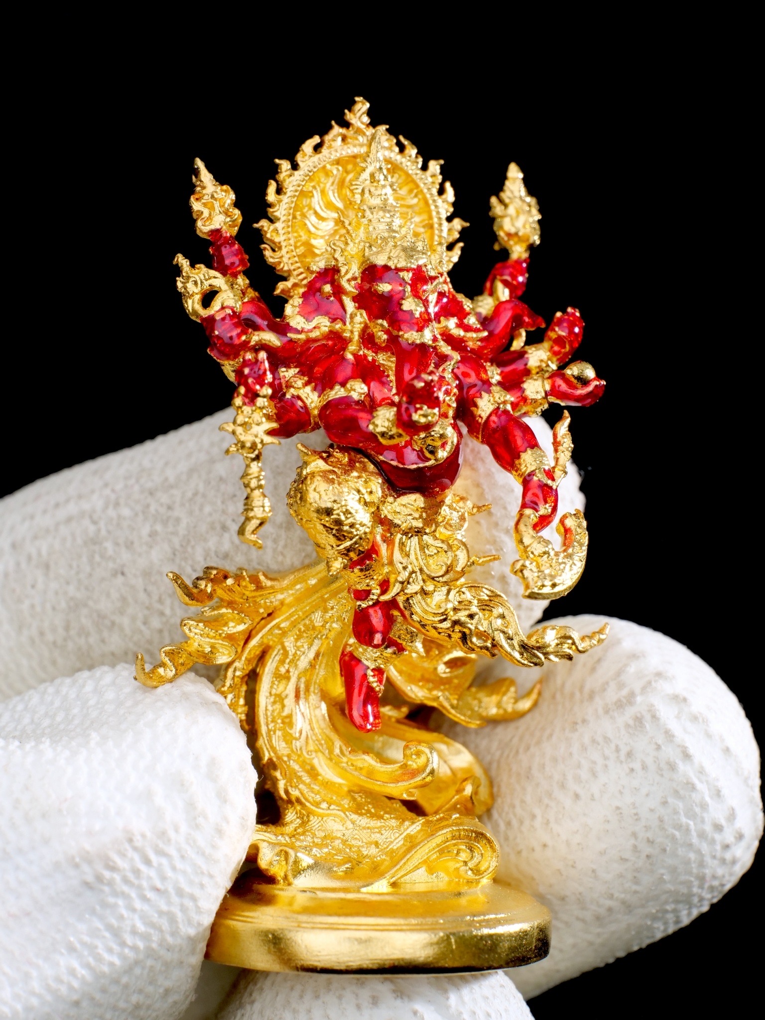 พระพิฆเนศสุริยะเทพ สุริยาบินายัค Surya Binayak รหัส8 เนื้อชนวนมหาชนวน ชุบทองลงยา