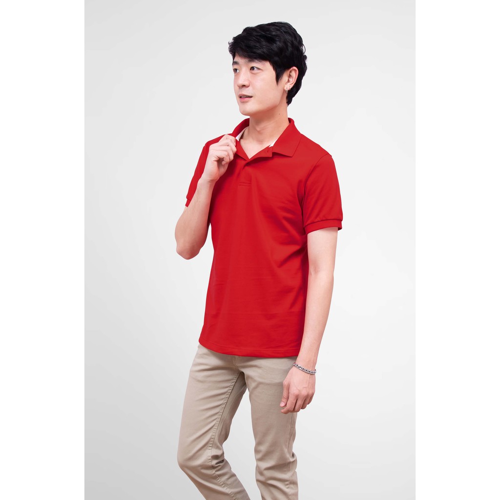 No Problem Noproblem ยอดขาย No.1 รับประกัน ไม่ย้วย ไม่ยืด ผ้านุ่ม เสื้อโปโล ชาย สีแดงโกเมน