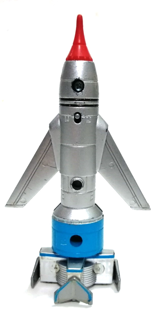 จรวดธันเดอร์เบิร์ด1 (วิหคสายฟ้า 1) ยานธันเดอร์เบิร์ด1 Thunderbird1 วัสดุเหล็กผสมพลาสติก ทำสีสำเร็จ ของ Bandai ปี 1997** กลไกขยับปีชำรุดเสื่อมตามเวลา สะสมสภาพดี เก่าเก็บ