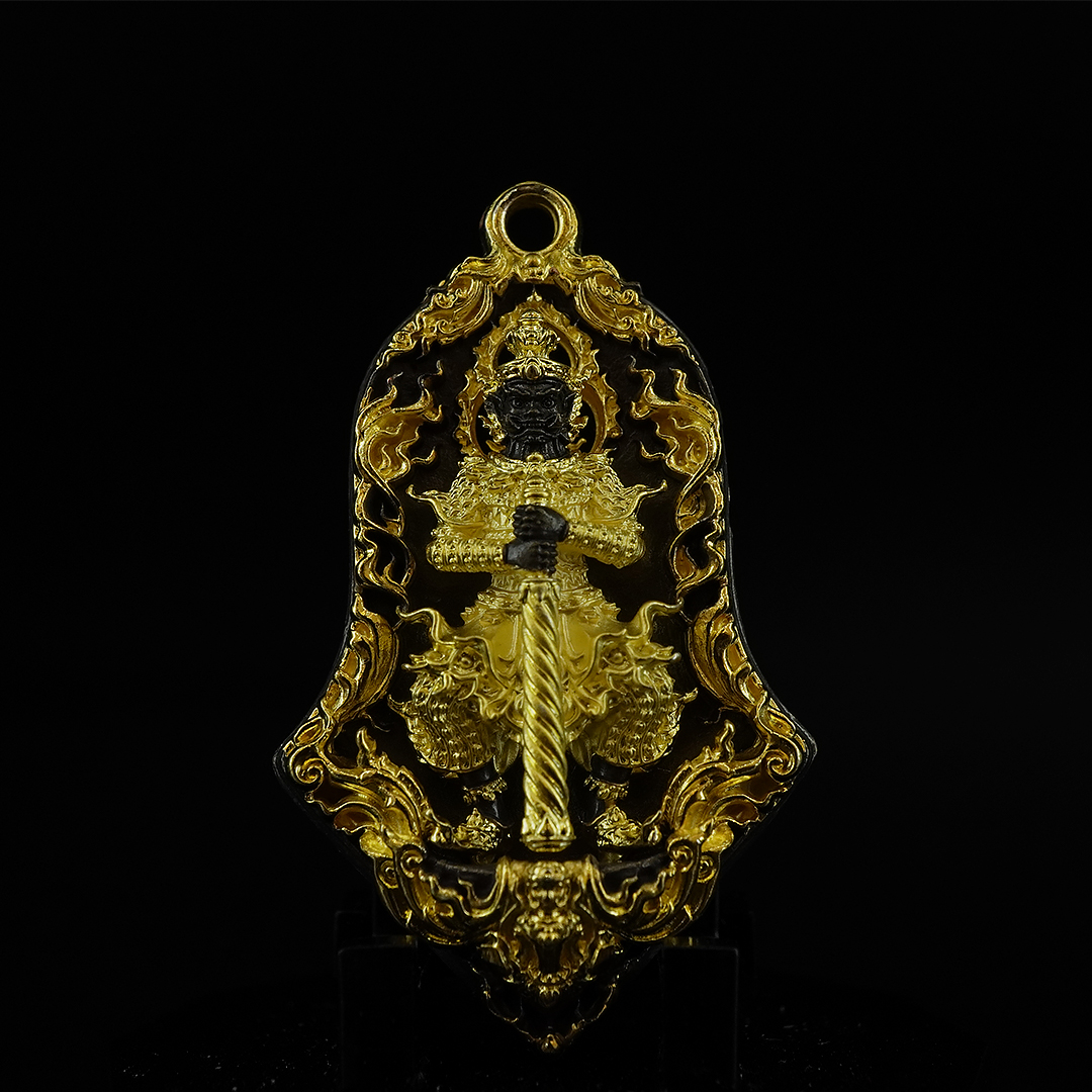 เหรียญจำปีพุทธศิลป์ท้าวเวสสุวรรณโณ รุ่นทวิเทวา รายการที่6 เนื้อขันลงหินอาบทอง