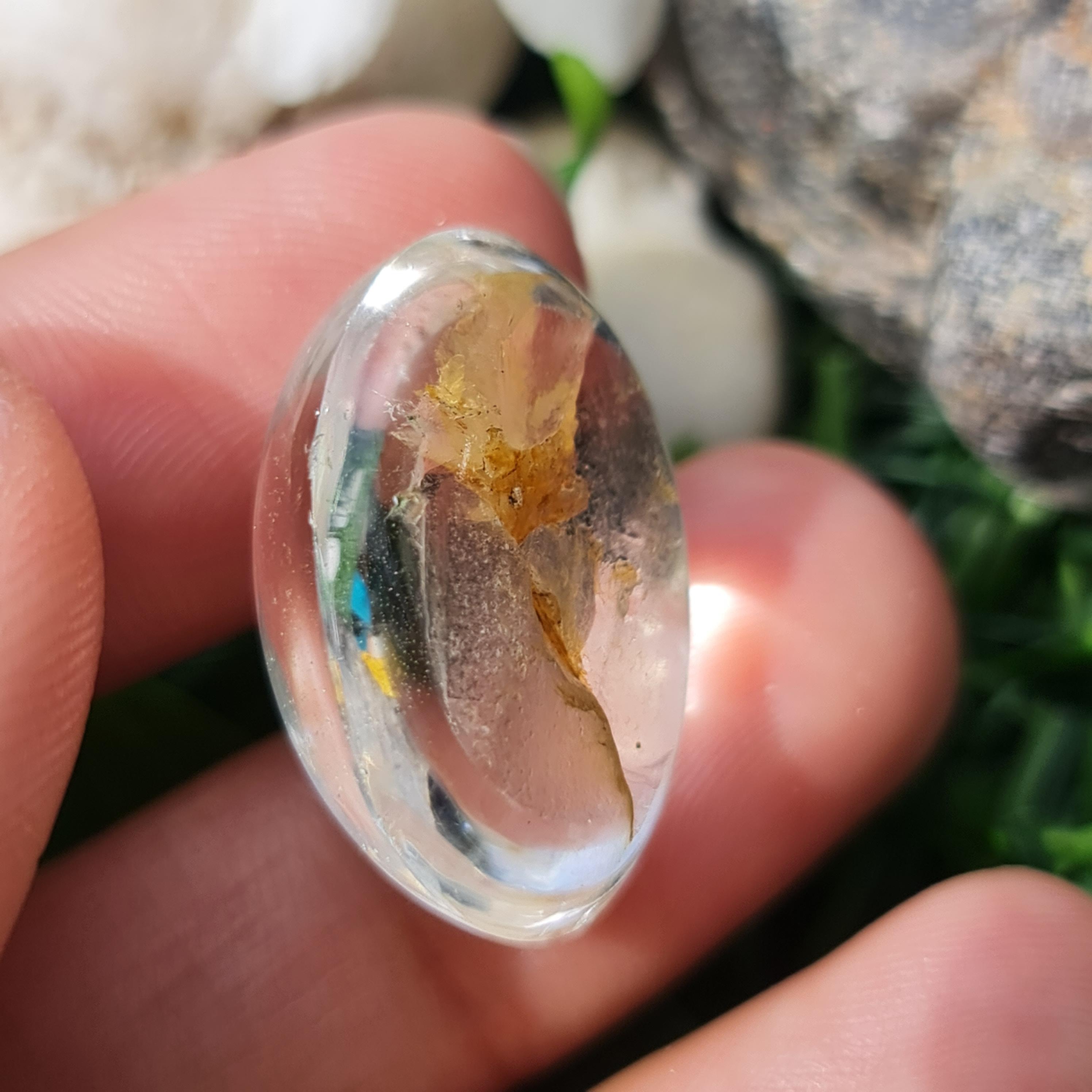 โป่งข่าม ควอตซ์ Rutilated Quartz 31.58 กะรัต Cts. พลอยแท้ อัญมณีมงคลประจําวันเกิด เครื่องประดับพลอย