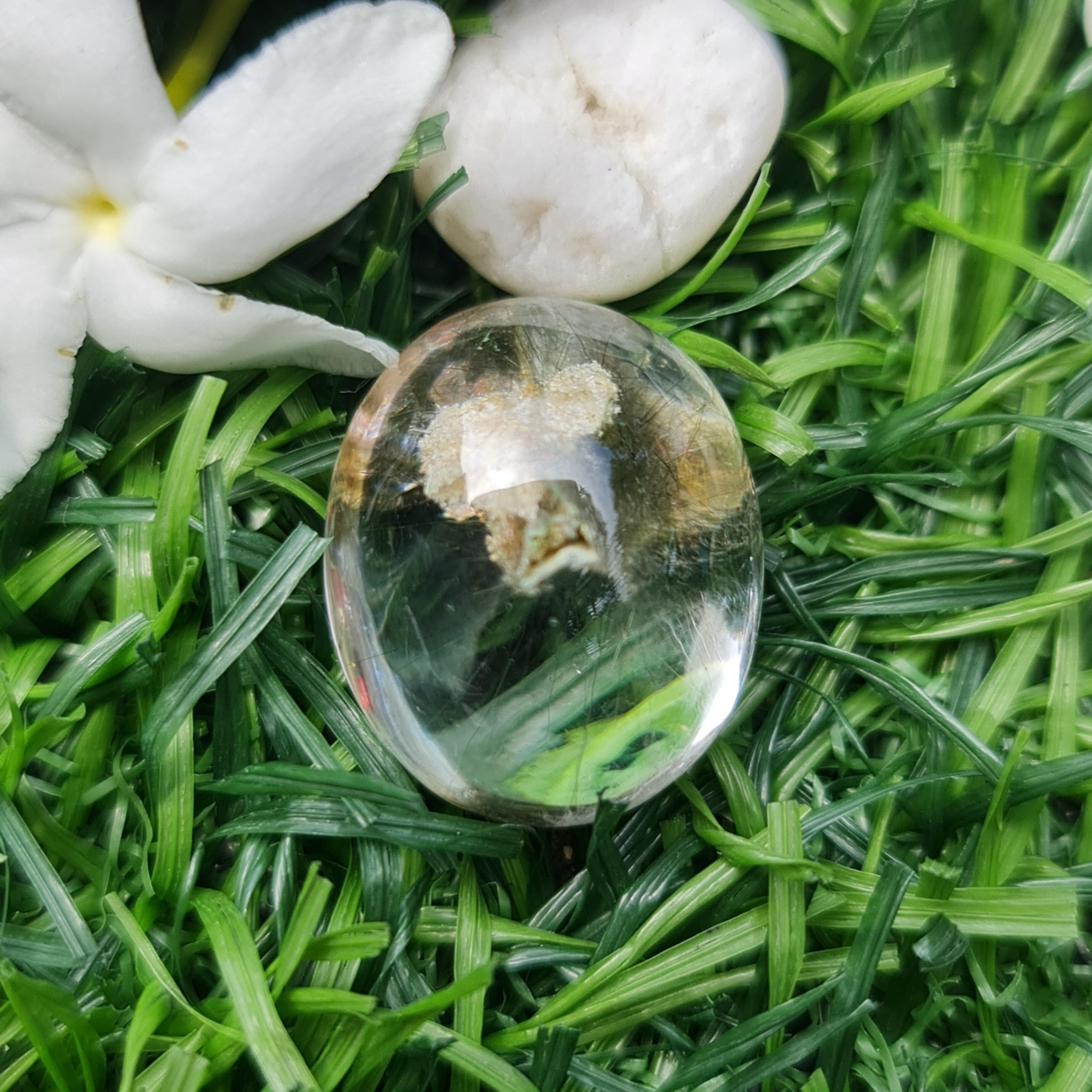 โป่งข่าม ควอตซ์ Rutilated Quartz 27.62 กะรัต Cts. พลอยแท้ อัญมณีมงคลประจําวันเกิด เครื่องประดับพลอย