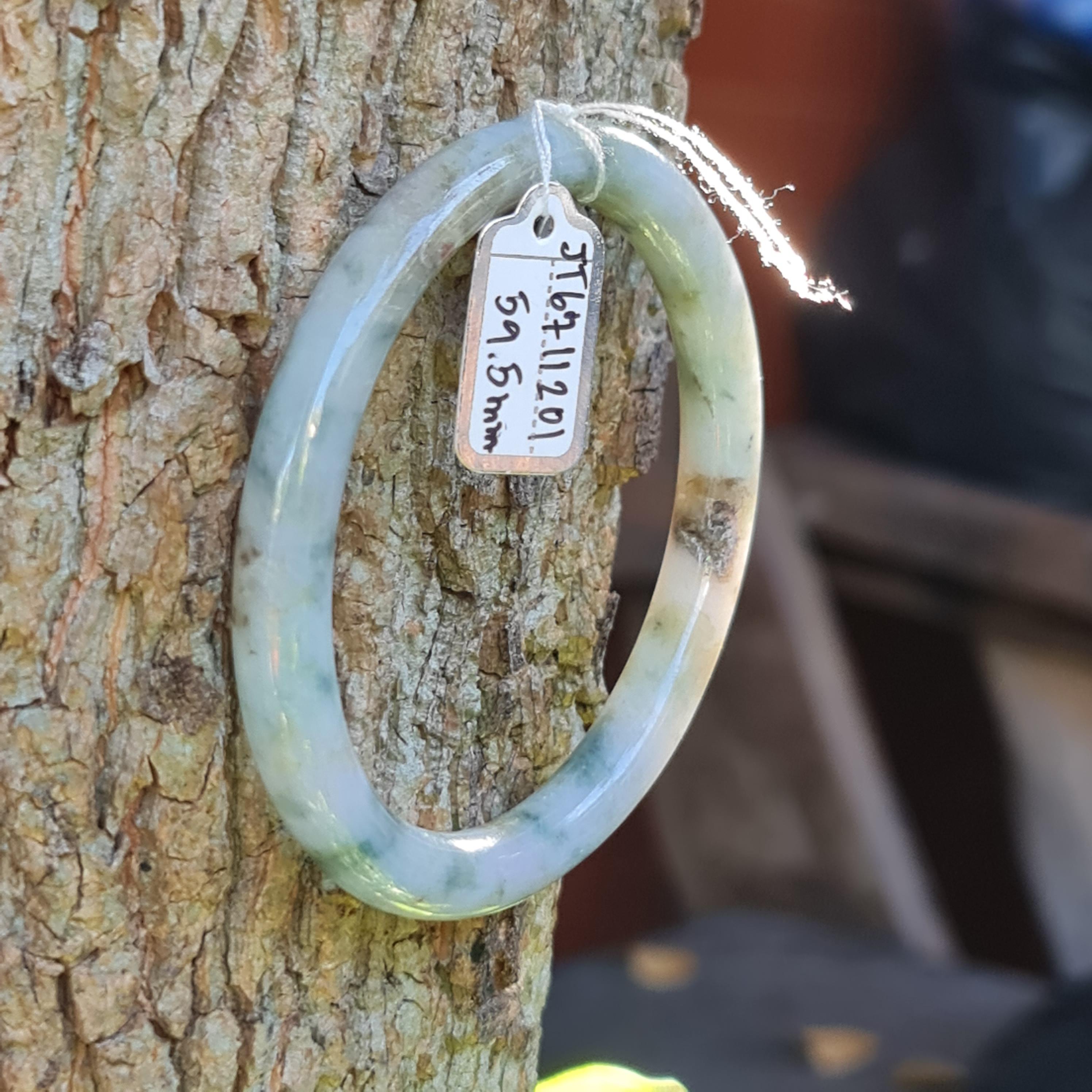 JB6711201 หยก พม่า แท้ Jade กำไลหยก 59.5 มม. (Jadeite bracelet) พม่า (Myanmar)