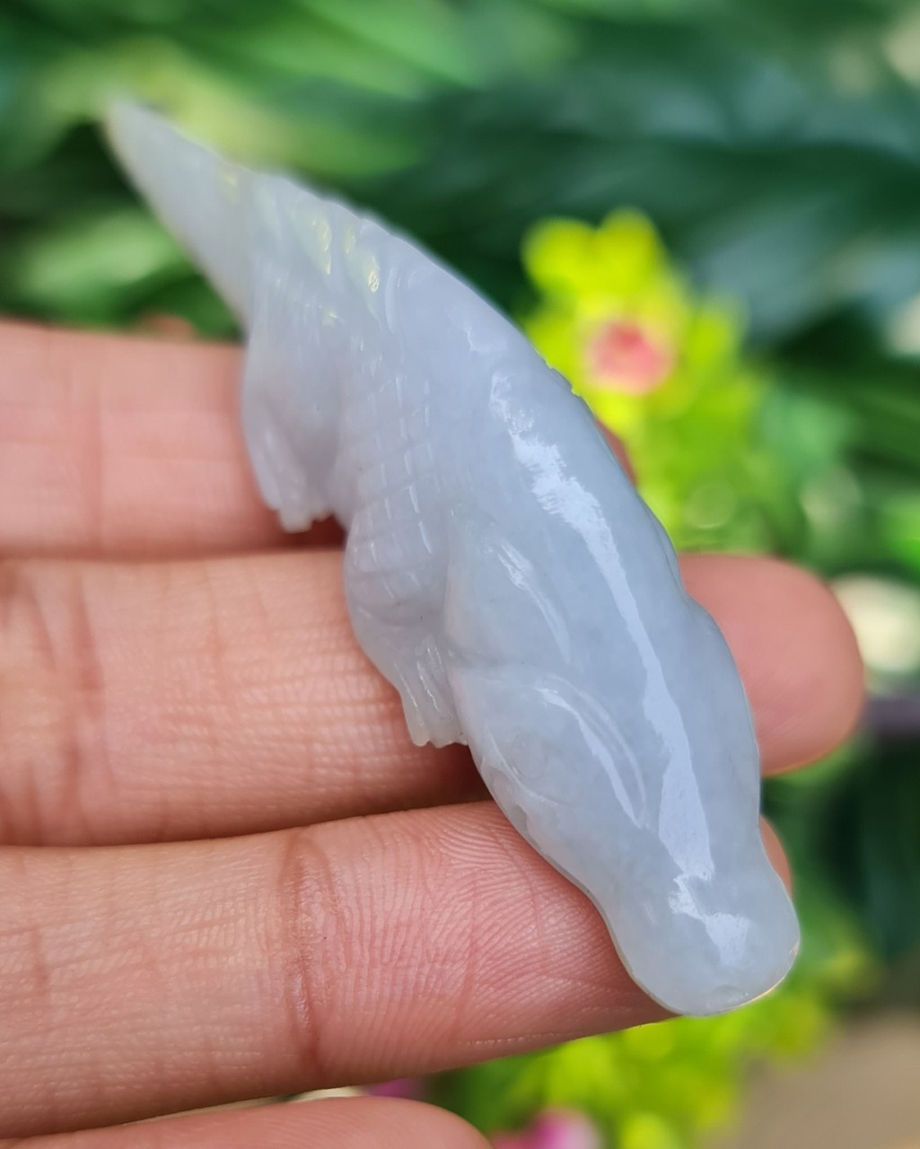 หยก แกะสลัก รูป จระเข้ (Burmese jadeite) หยก พม่า แท้