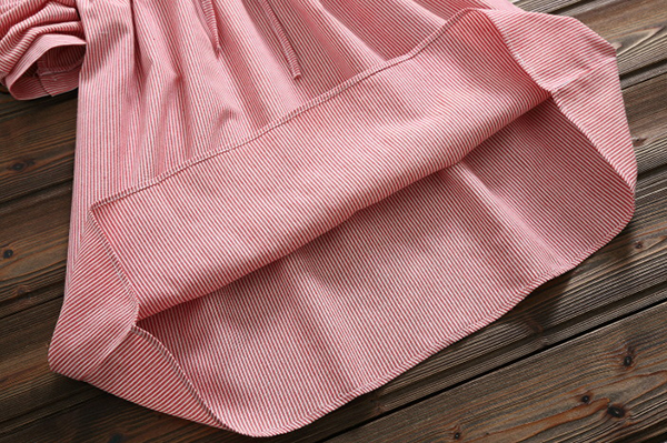 เดรสเชิ้ตแขนยาว เอวผูกจั๊ม ปักลายแมวน่ารัก (12296LM)